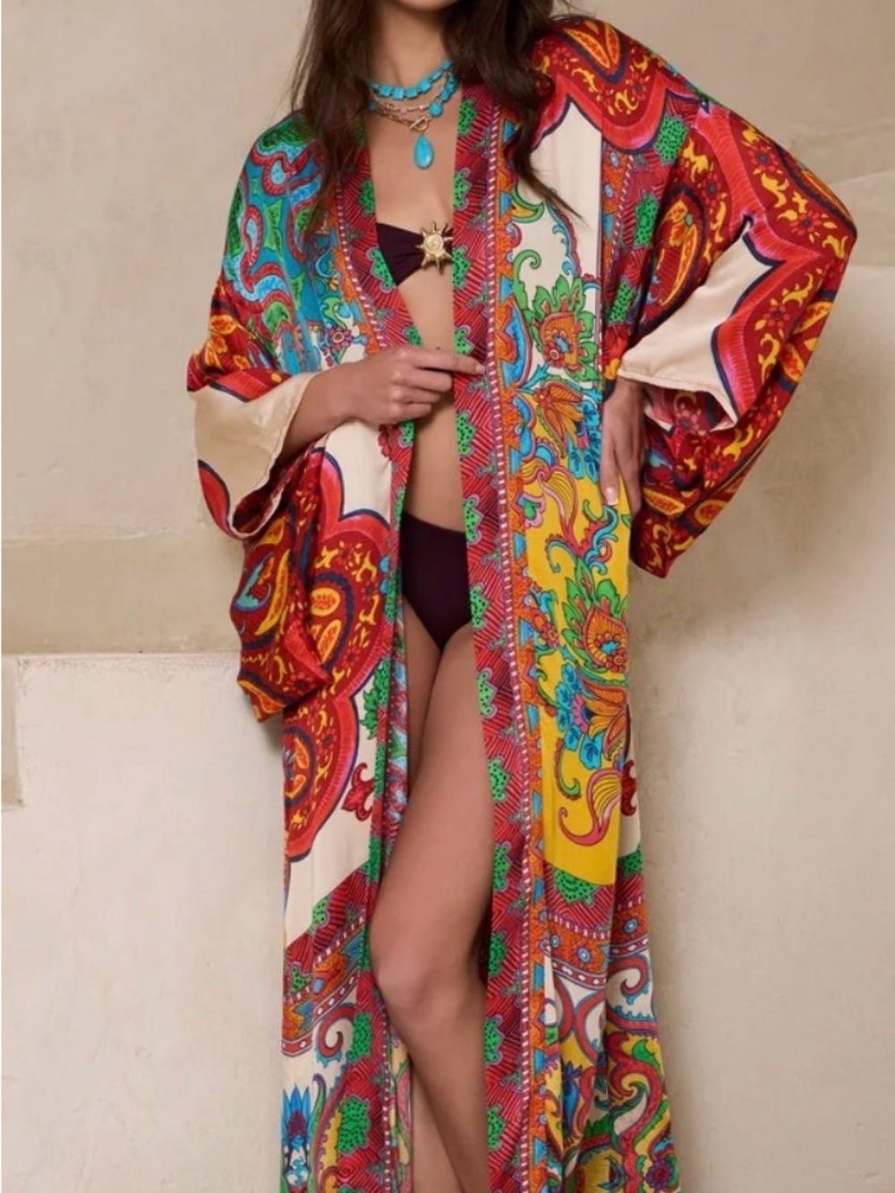 Saachi Kimono Boho Colorful Unique Stunning Floral